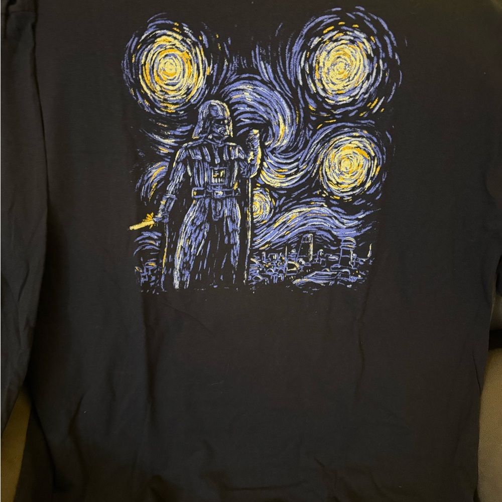 MAD Engine Black Long Sleeve Tee with Starry Night Design